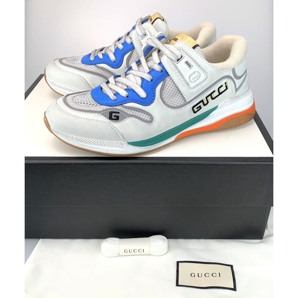 NIB Gucci Ultrapace Panelled Sneakers In White Size 6 - Picture 2 of 15